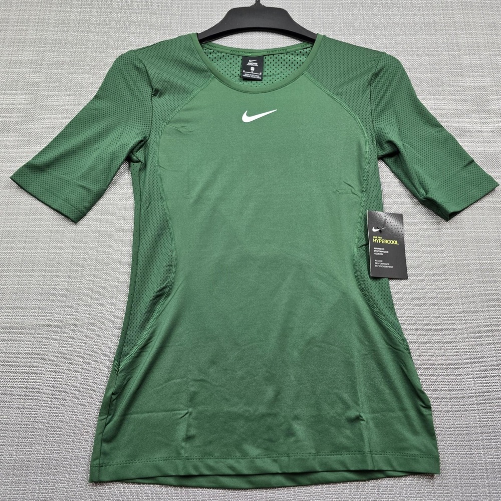 Nike Pro Hypercool Shirt Womens Medium Green Mesh Short Sleeve Training Top - Picture 2 of 10